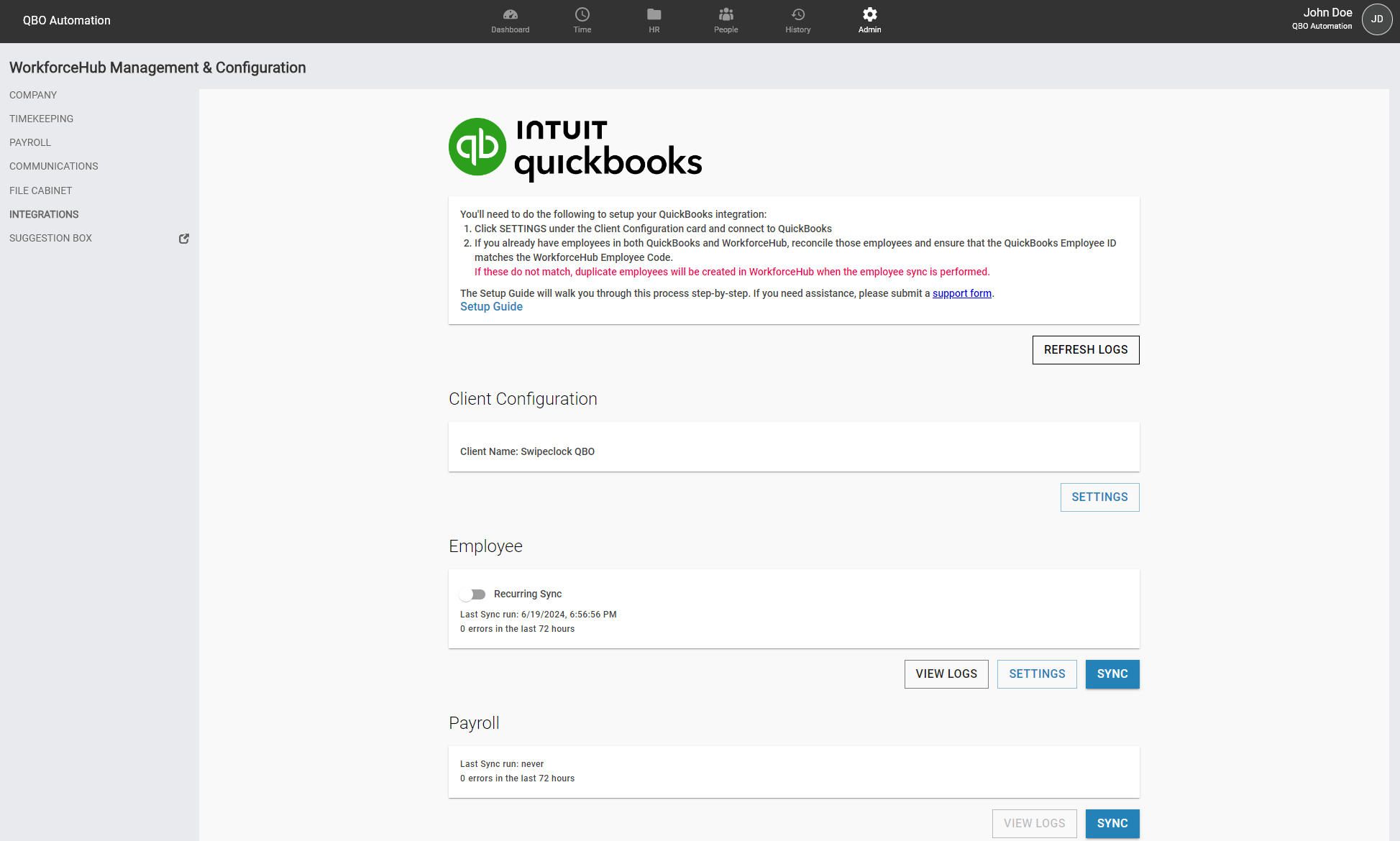 QuickBooks Integration: WorkforceHub Payroll Integration with QuickBooks
